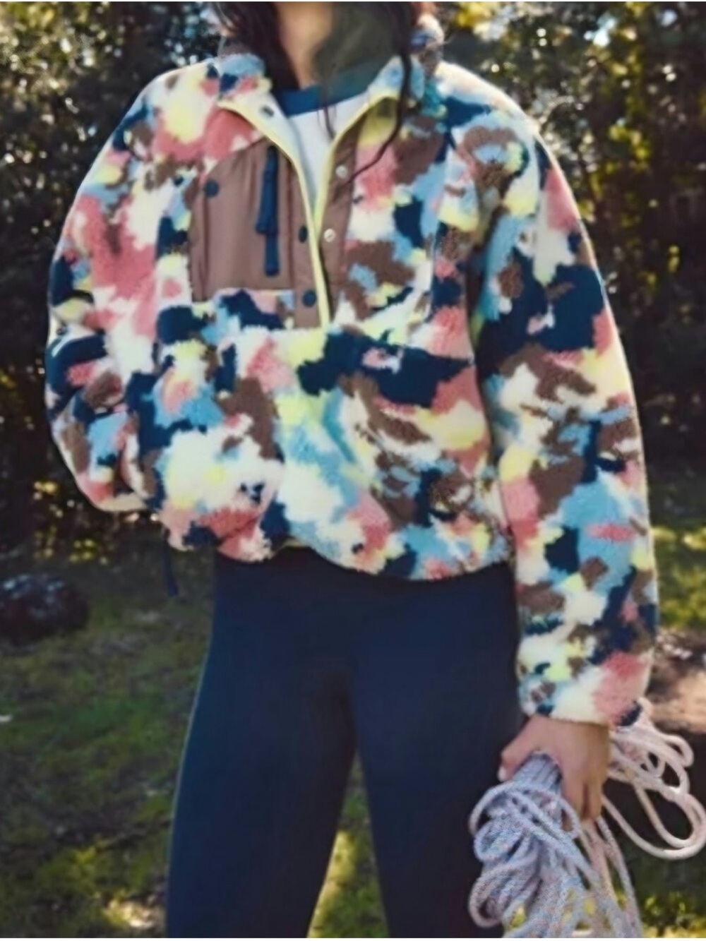 FP Movement by Free People Hit The Slopes Printed /Camo combo Pullover Jacket